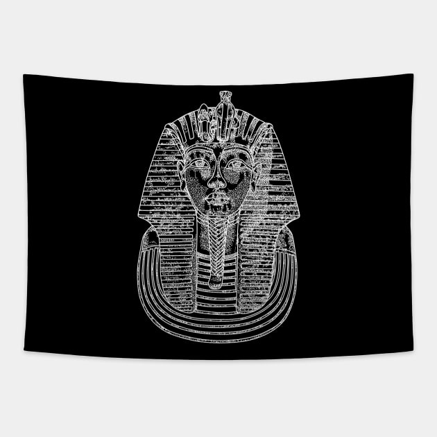 Tutankhamun white mask on pointillism technique Tapestry by Drumsartco