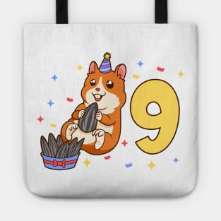 I am 9 with hamster - kids birthday 9 years old Tote