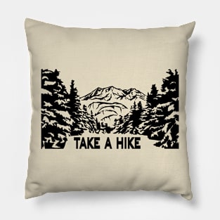 Take a Hike monochrome mountain landscape Pillow