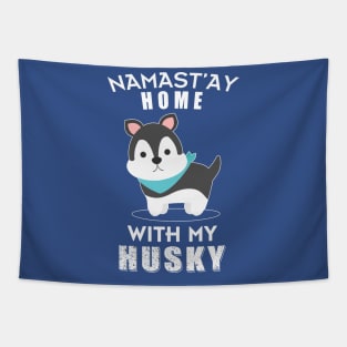 Namast'ay Home With My Husky Chibi Tapestry