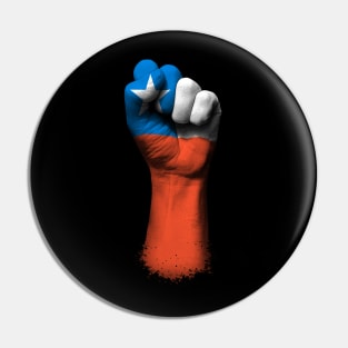 Flag of Chile on a Raised Clenched Fist Pin