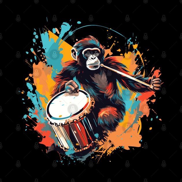 Monkey Playing Drums by Graceful Designs