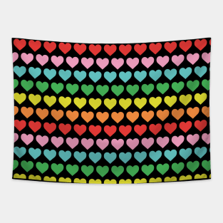 Rainbow Hearts Pattern Tapestry