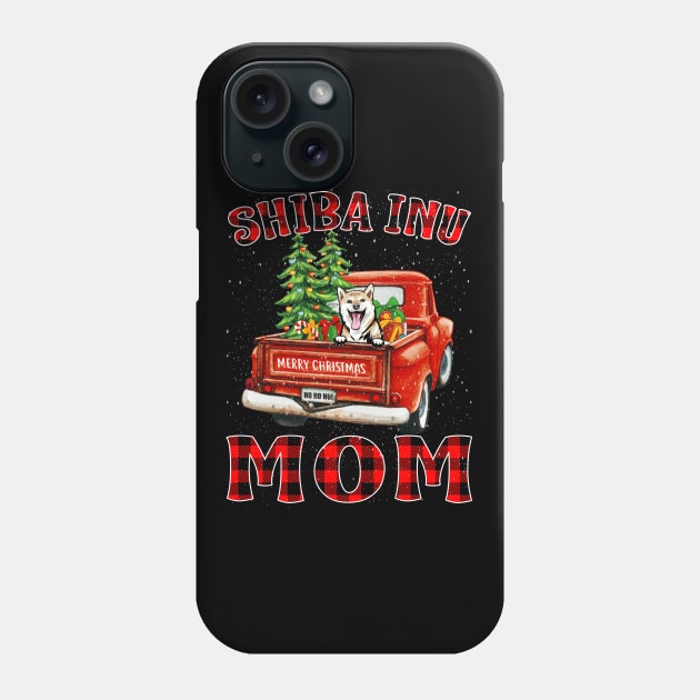 Christmas Shiba Inu Mom Santa Hat Truck Tree Plaid Dog Mom Christmas Phone Case by intelus