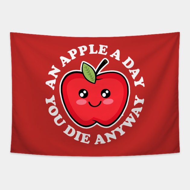 An Apple A Day Funny Tapestry by scribblejuice
