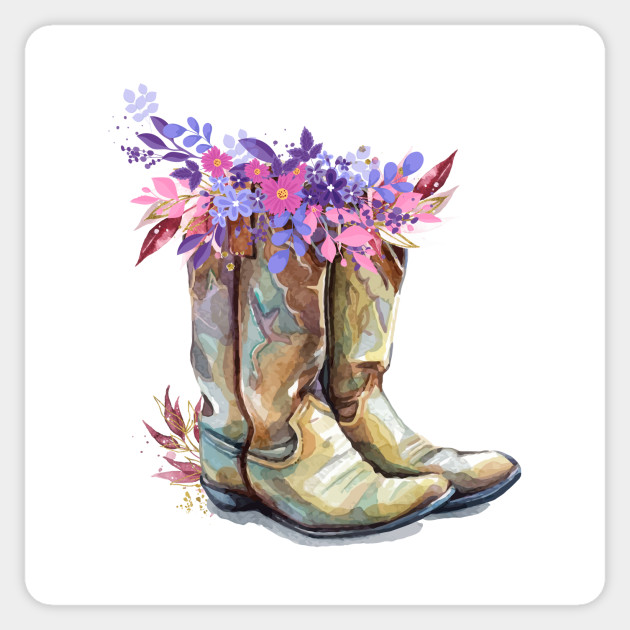 cowboy boots with floral design