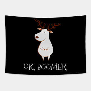 Ok Boomer Meme Deer Albino Ugly Christmas Sweater Gift Tapestry