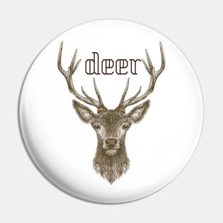 Deer Drawing Style Pin