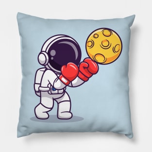 Cute Astronaut Boxing Moon Cartoon Pillow