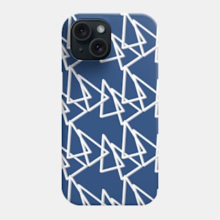 White triangles, geometry on a blue background, abstraction. Phone Case