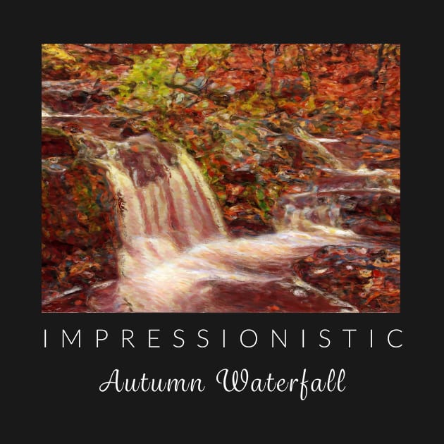 Autumn Waterfall Impressionism by ZoesPrints