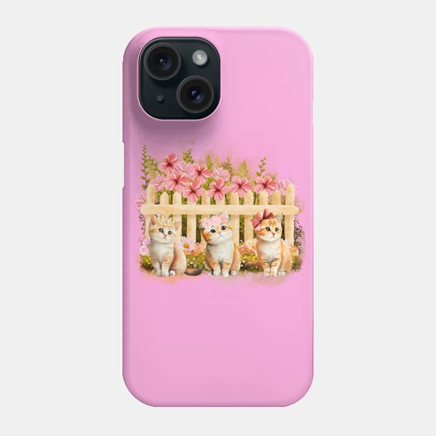 Watercolor Floral Fairytale Kittens Phone Case by HoldenFamilyDesigns