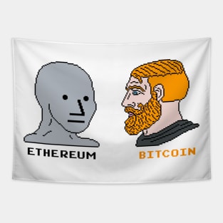 Bitcoin Chad Face Pixel Art Tapestry