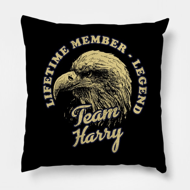 Harry Name - Lifetime Member Legend - Eagle Pillow by Stacy Peters Art