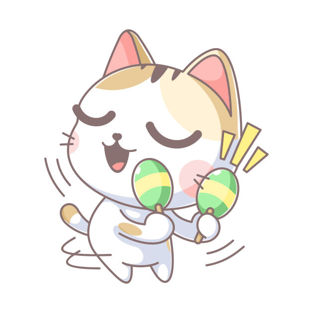 Cute cat playing maracas cartoon by Wawadzgnstuff