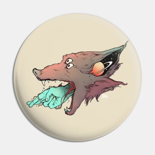 Good Luck Crossed Fingers And Wolf Art Pin