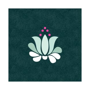 luminous lotus flowers in mint green on dark teal T-Shirt