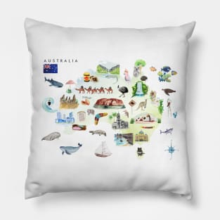 Illustrated Map of Australia Pillow