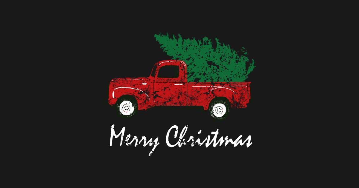 Merry Christmas Retro Vintage Red Truck Red Truck