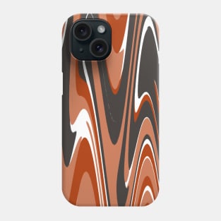 orange gray and white waves pattern abstract art Phone Case