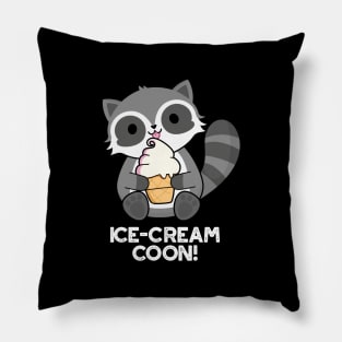 Ice Cream Coom Funny Animal Racoon Pun Pillow