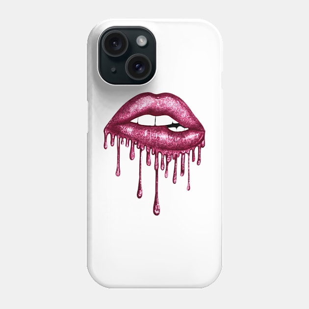 Dripping Hot Pink Lips Phone Case by Chromatic Fusion Studio