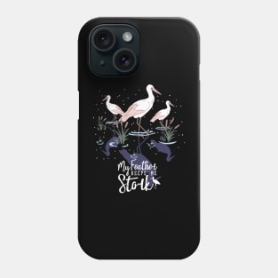 Stork Humor: 'My Feather Keeps Me Stork' Phone Case