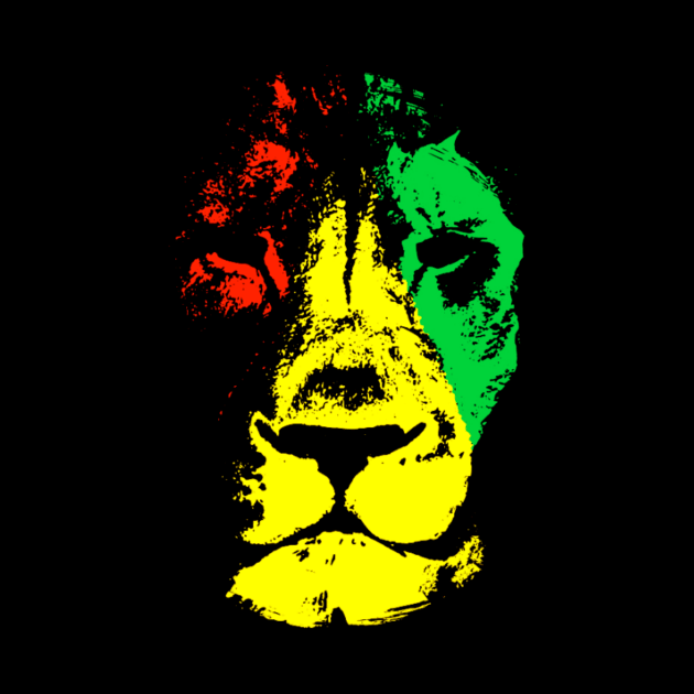 Rastafari Lion Face Rasta Colors Style by Wishtopia