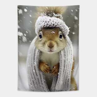 Cute squirrel in a white scarf Tapestry