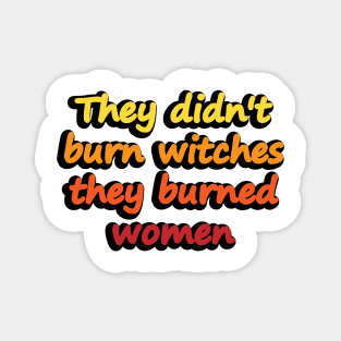 They didn't burn witches they burned women Magnet