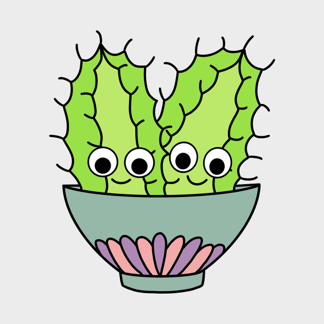 Cute Cactus Design #245: Prickly Pear Cacti In Dainty Bowl by DreamCactus