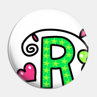 Letter R abc monogram hand drawn colorful alphabet Pin