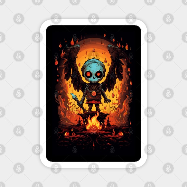 Skull with wings and holding a fireball Magnet by Spaksu