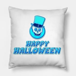 Blue Comics Style Happy Halloween Skeleton Sticker Coolest Gift Idea for Kids Pillow