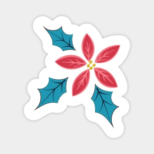 Poinsettia Holly Splash Magnet