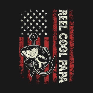 Reel Cool Papa US Flag Fishing Papa Men Gifts Fathers Day T-Shirt