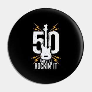 50 Birthday Rock Music Guitarist Gift Pin