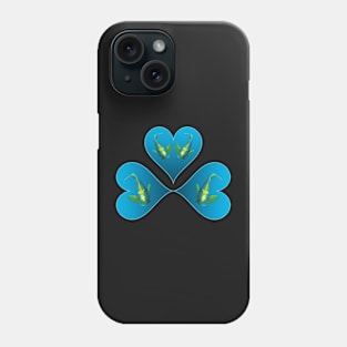 Angelfish | Three hearts in blue for a fish in motion | Black background | Phone Case