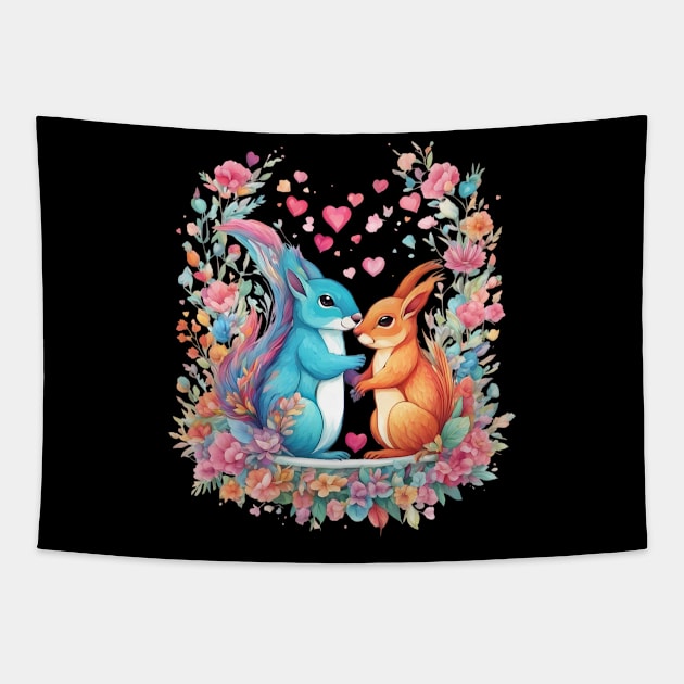 Squirrel Love Tapestry by animegirlnft