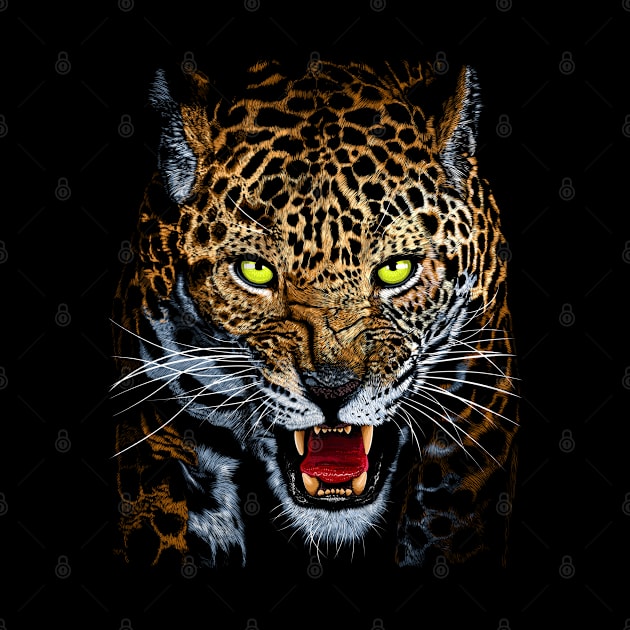 Aggressive Leopard Face by albertocubatas