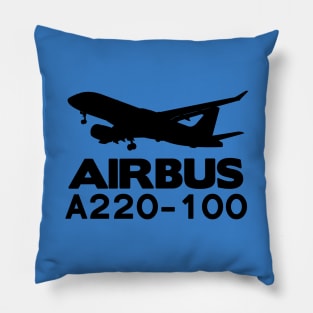 Airbus A220-100 Silhouette Print (Black) Pillow