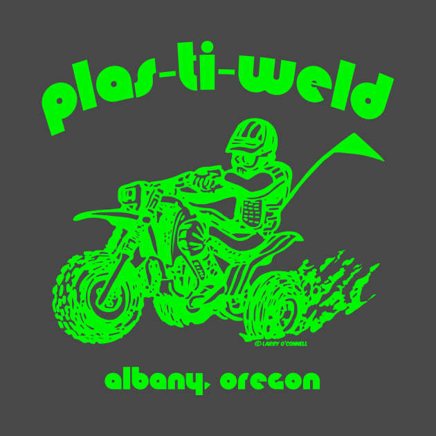 Discover Plas-Ti-Weld logo in Kawasaki green - Three Wheeler - T-Shirt