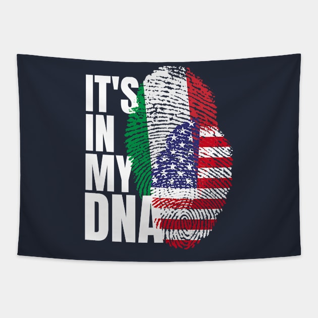 Italian And American Mix DNA Heritage Flag Gift Tapestry by Just Rep It!!