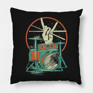 Retro Drum Set Music Drummer Drumsticks Pillow