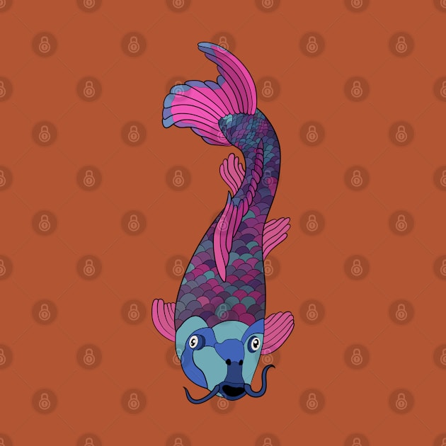 Pink Blue and Purple Koi by Lady Lilac