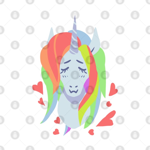 Lovely Rainbow hair cut unicorn hear valentine by WiliamGlowing