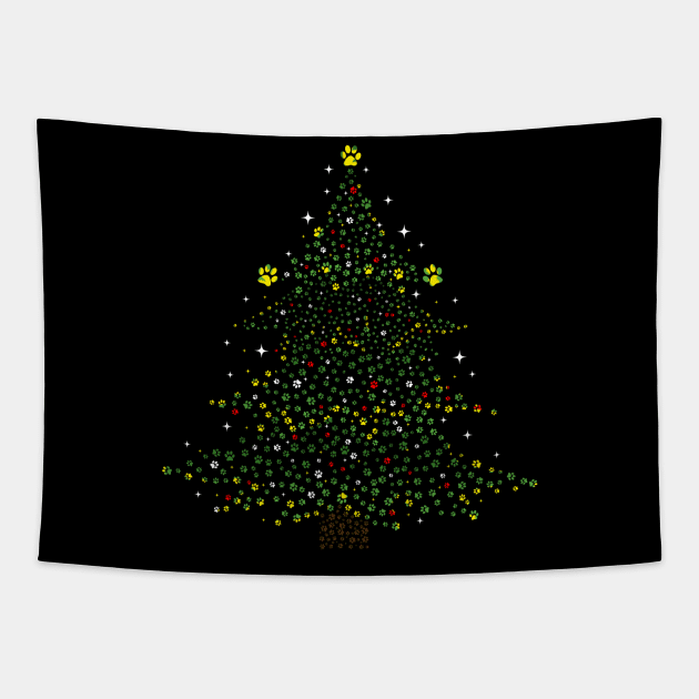 Dog Paws Christmas Tree Tapestry by D'porter