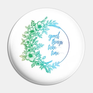 Blue and green floral art with a quote Pin