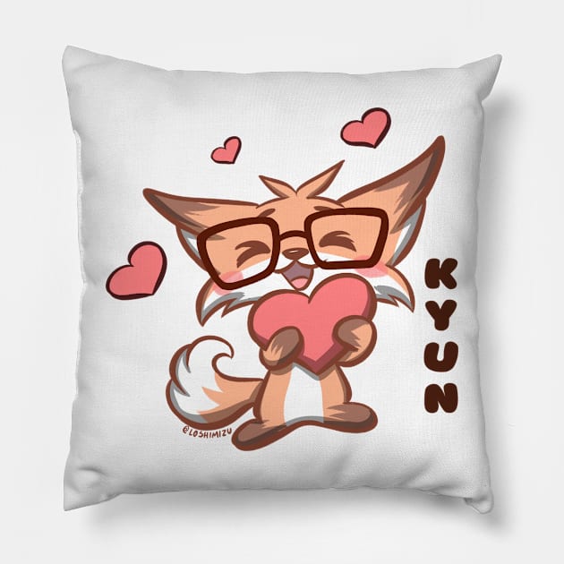 Cute Kawaii Nerd Fox kyun hearts love Pillow by Kyumotea