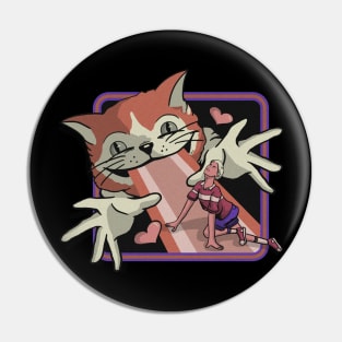 Cat Lover Girl Pin